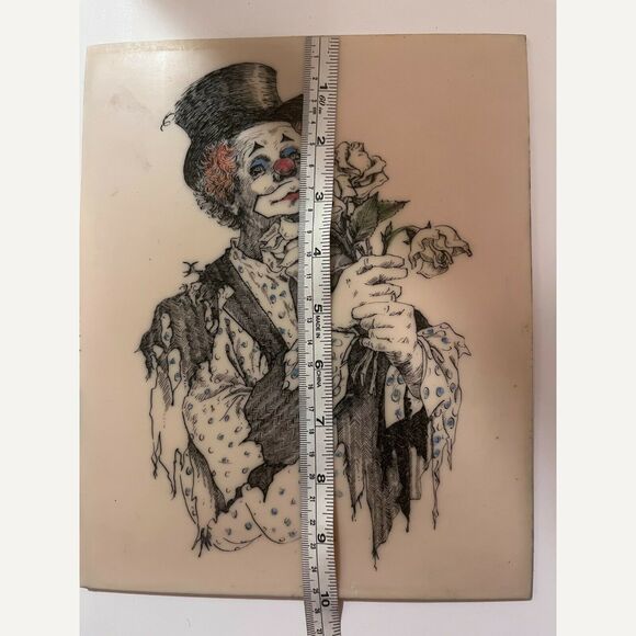 Clown Glass Painted Tile Art Etched - Picture 7 of 7